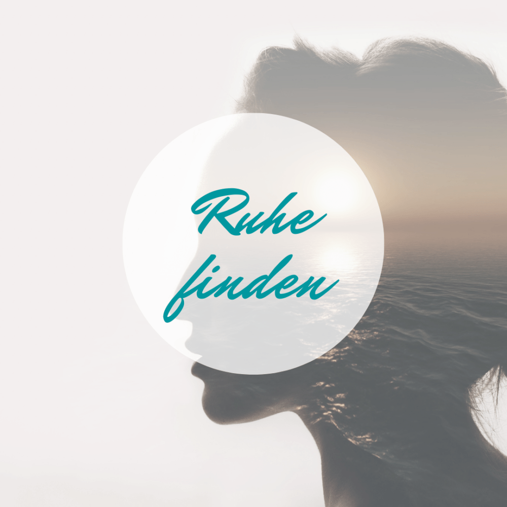 Ruhe finden Ruhe finden - Gesichtumriss im Profil, Im Gesicht ist ein See oder Meer zu sehen